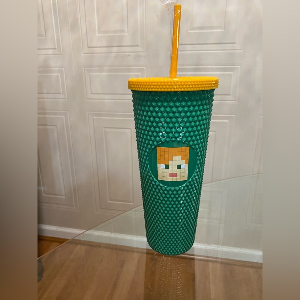 Green and Yellow Tumbler with Straw